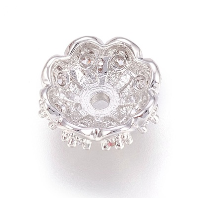 Multi-Petal Brass Micro Pave Cubic Zirconia Bead Caps X-ZIRC-F088-038P-1