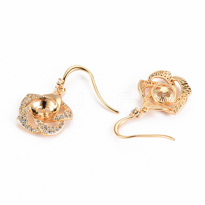 Brass Micro Pave Clear Cubic Zirconia Earring Hooks KK-S263-263-NF-1