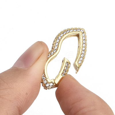 Brass Micro Pave Cubic Zirconia Spring Gate Rings ZIRC-S066-032B-NF-1