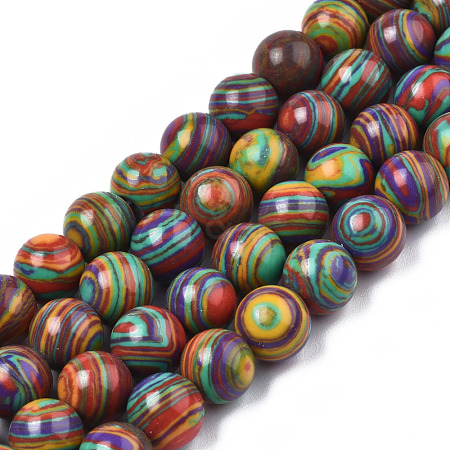 Round Dyed Gemstone Beads Strands G-R251-02D-1