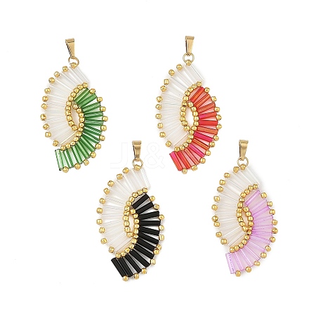 Glass Seed Beaded Pendants PALLOY-MZ01375-1