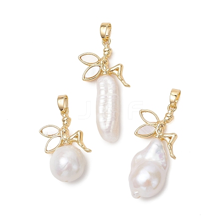 Natural Baroque Keshi Pearl Pendants PALLOY-JF05220-1