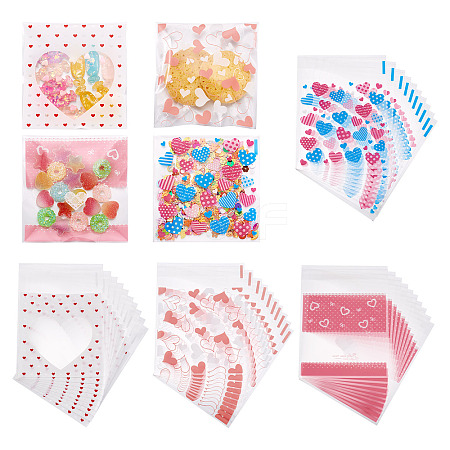 100Pcs 4 Styles Rectangle Plastic Cellophane Bags OPC-TA0001-04-1