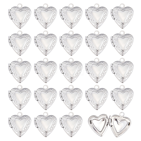 24Pcs 316 Stainless Steel Locket Pendants STAS-ME0003-39-1