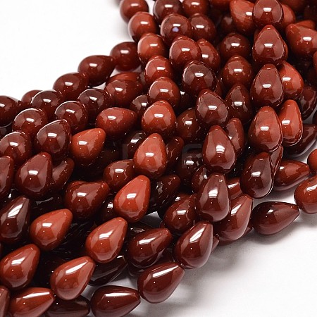 Natural Red Agate Teardrop Bead Strands G-E254-34-1