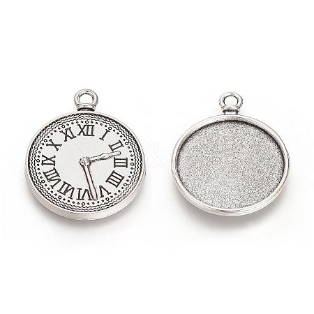 Vintage Tibetan Style Alloy Clock Pendant Cabochon Settings TIBEP-O006-20AS-1