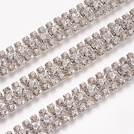Brass Rhinestone Strass Chains CHC-WH0001-01P-1