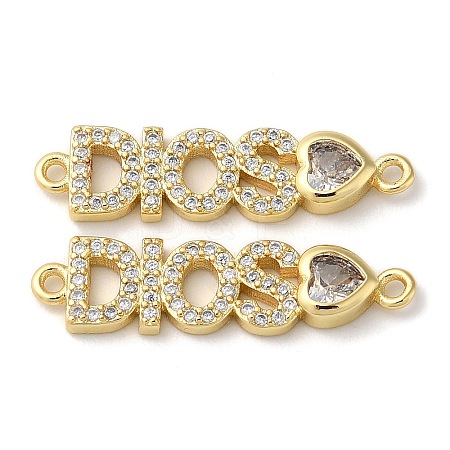 Rack Plating Brass Pave Clear Cubic Zirconia Connector Charms X-KK-K332-39G-1