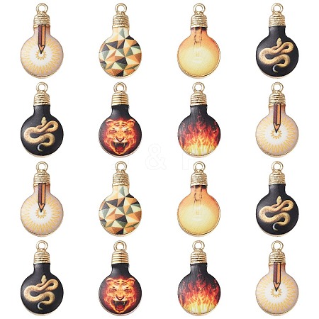 30Pcs 6 Styles Printed Alloy Enamel Pendants ENAM-CJ0005-11-1