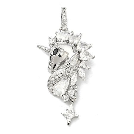 Brass Micro Pave Clear Cubic Zirconia Pendants KK-I476-13P-1