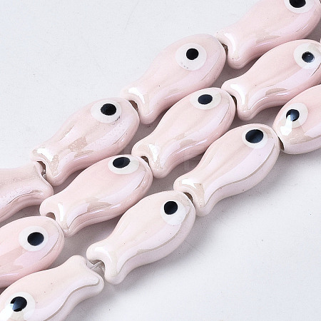 Handmade Porcelain Ceramic Beads Strands X1-PORC-T006-03Q-1