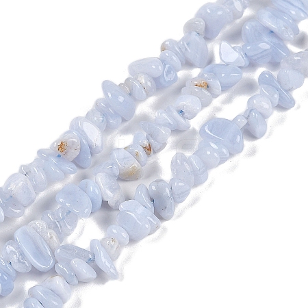 Natural Blue Lace Agate Chip Beads Strands G-E271-73-A-1