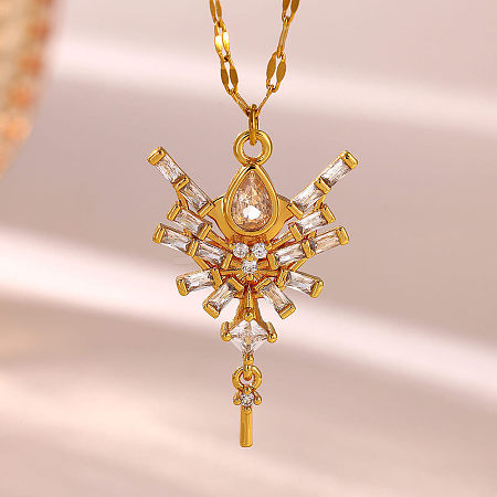 304 Stainless Steel Crystal Rhinestone Pendant Necklaces WG0BD1F-02-1