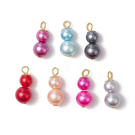 7Pcs Spray Painted ABS Plastic Imitation Pearl Pendants PALLOY-JF03545-02-S-1