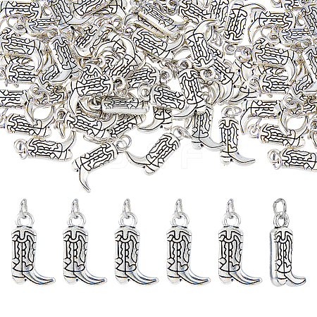 50Pcs Alloy Cowboy Boot Pendants PALLOY-FH00191-1