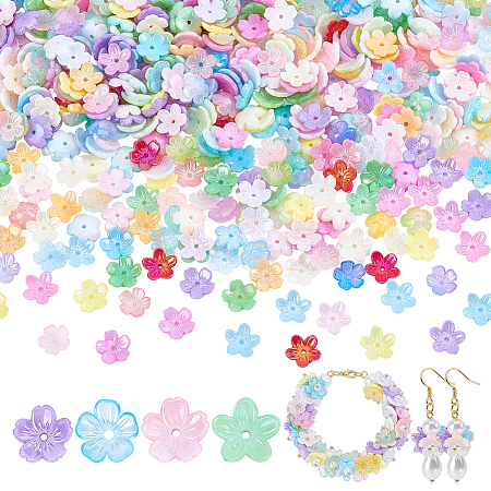 250Pcs 4Styles Acrylic Bead Caps OACR-GA0001-33-1