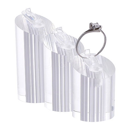 Acrylic Jewelry Finger Ring Displays Stand Set RDIS-WH0006-15B-1