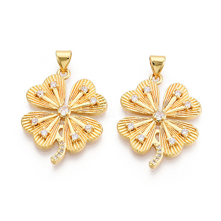 Brass Micro Pave Cubic Zirconia Pendants KK-M300-27G-01-1