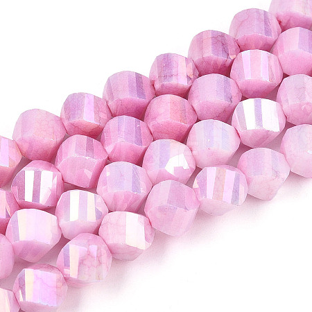 Anti-Tarnish Electroplate Glass Beads Strands GLAA-T025-8mm-14H-1