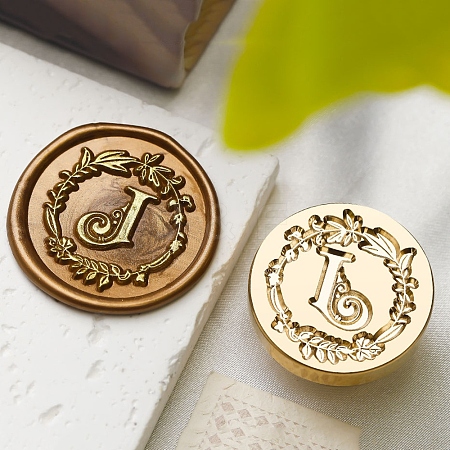 Golden Tone Wax Seal Brass Stamp Head DIY-B079-01G-J-1