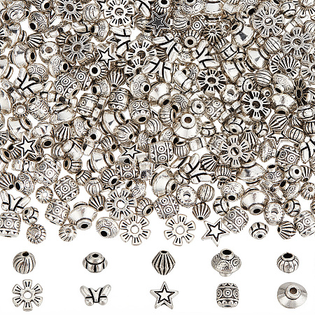 400Pcs 10 Styles Tibetan Style Alloy Beads FIND-PA0001-37-1