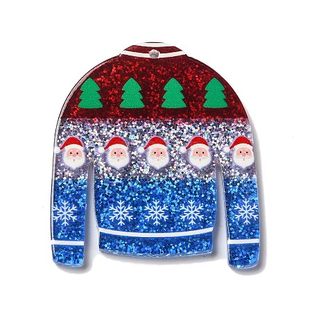 Printed Christmas Theme Acrylic Pendants OACR-L018-07D-1