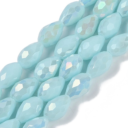 Opaque Solid Color Electroplate Glass Beads Strands LS-EGLA-N013-P10mm-B11-1