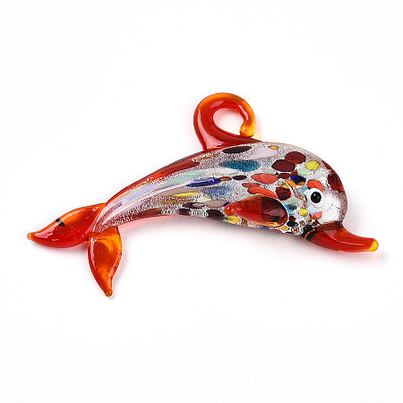 Handmade Silver Foil Lampwork Big Pendants LS-LAMP-T023-13E-1