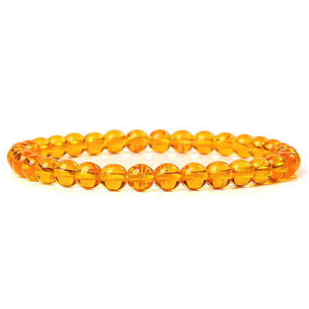 Synthetic Amber Round Beaded Stretch Bracelet LS-SF8562-17-1-1