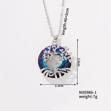 Fashionable gradient color crystal collarbone necklace with hollow design EN8005-1-1