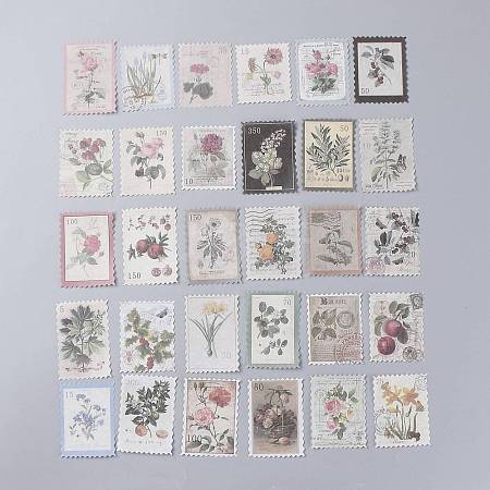 Vintage Postage Stamp Stickers Set X-DIY-B008-03D-1