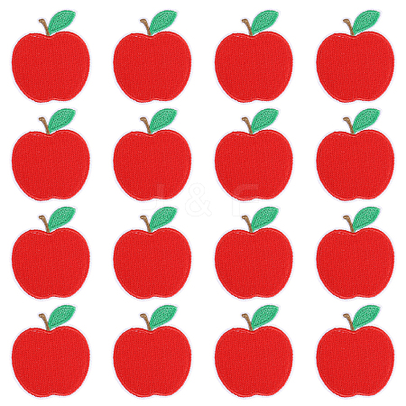 16Pcs Apple Polyester & Cotton Embroider Thread Iron on/Sew On Patches PATC-CA0001-19B-1