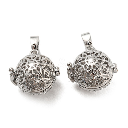 Rack Plating Brass Hollow Round Cage Pendants KK-P238-03P-1