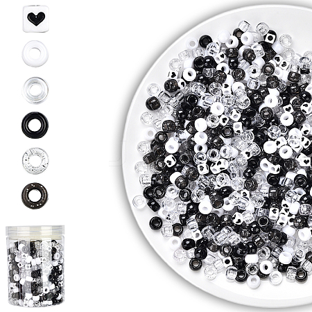 720Pcs 6 Styles Opaque Plastic Beads KY-YW0001-82-1