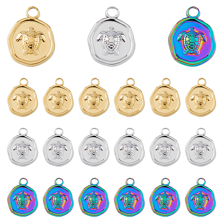 18Pcs 3 Colors Ion Plating(IP) 304 Stainless Steel Pendants Sets STAS-DC0014-12-1