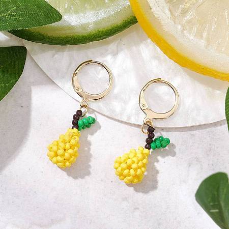 Glass Seed Beads Leverback Earrings EJEW-MZ00342-1