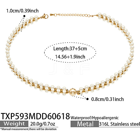 White Shell Pearl 316L Surgical Stainless Steel Woven Beaded Necklaces for Women WG11D7A-03-1