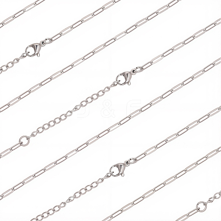 10Pcs 667 Stainless Steel Paperclip Chain Necklaces NJEW-BBC0001-48A-P-1