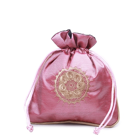 Chinese Style Rectangle Brocade Drawstring Bags PW-WG11350-14-1