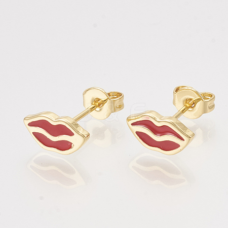 Brass Stud Earrings EJEW-S201-178-1
