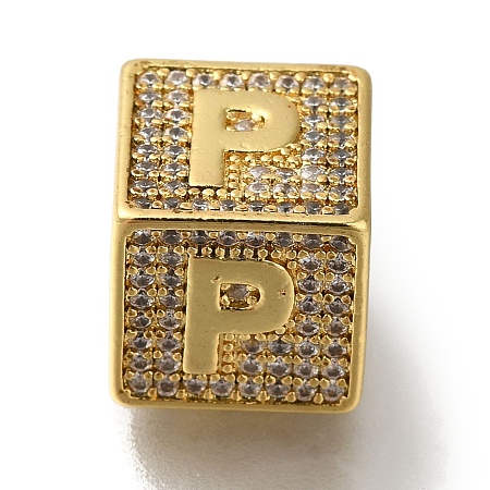 Brass Cubic Zirconia Beads KK-Q818-01P-G-1