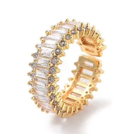 Brass with Cubic Zirconia Open Cuff Rings LS-RJEW-B053-06-1