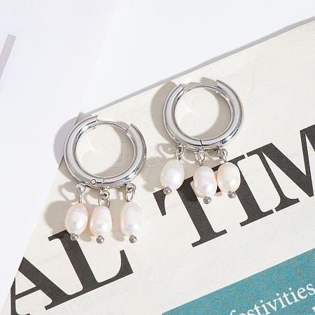 Fashionable 304 Stainless Steel Rice Chandelier Earrings HF3347-2-1