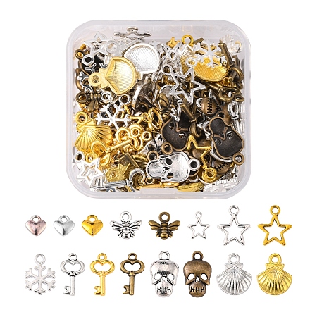 160Pcs 16 Style Tibetan Style Alloy Pendants TIBEP-FS0001-06AS-1