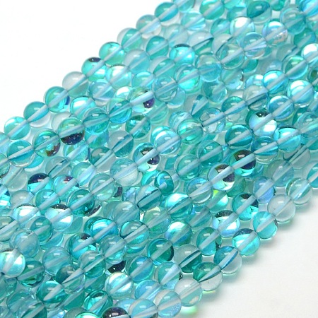Synthetic Moonstone Beads Strands G-F143-6mm-07-1