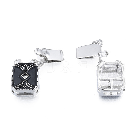 Brass Pave Clear Cubic Zirconia Box Clasps KK-N233-416P-1
