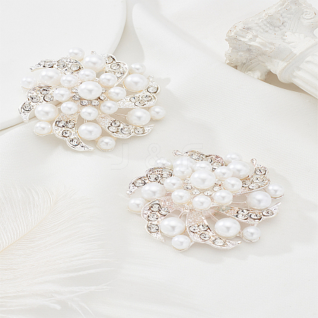 2Pcs Flower Alloy Rhinestone Cabochons FIND-LP0002-22-1