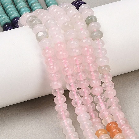Natural Quartz & Dyed White Jade & Rose Quartz & Yellow Aventurine & Synthetic Turquois Beads Strands G-Z135-C07-1