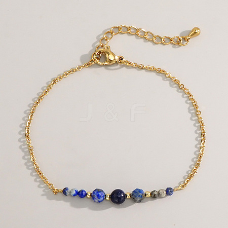 Bohemian Style Natrual Lapis Lazuli Beads Link Bracelets NZ3920-3-1