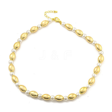 Brass Beaded Necklaces NJEW-P307-03G-1